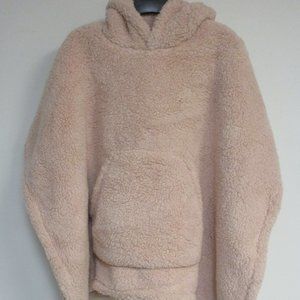 Jenni Hooded Sherpa Pocket Poncho Faux Fur Blush One Size $79